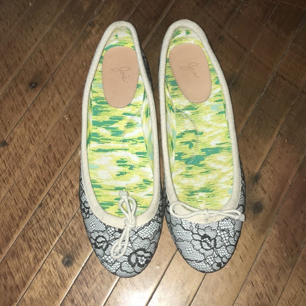 Joie black lace detail ballet flats 39.5